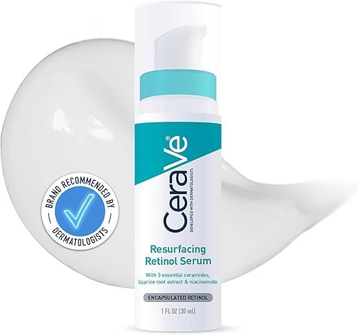 CeraVe Resurfacing Retinol Serum with Ceramides and Niacinamide for Blemish-Prone Skin, Clear, 30 ml