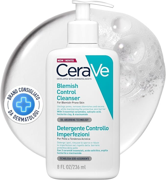 CeraVe Blemish Control Face Cleanser with 2% Salicylic Acid & Niacinamide for Blemish-Prone Skin 236ml , Unscented