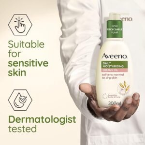 Aveeno Daily Moisturising Creamy Oil, With Nourishing Oat & Sweet Almond Oil, Suitable For Sensitive Skin