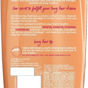 L'Oréal Paris Elvive Dream Lengths Long Hair Keratin Shampoo, 400 ml, Pack of 6