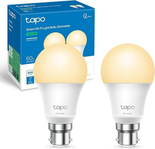 Tapo Smart Bulb, Energy Saving WiFi Smart Light Bulb, B22, 8.3W, Works with Amazon Alexa and Google Home