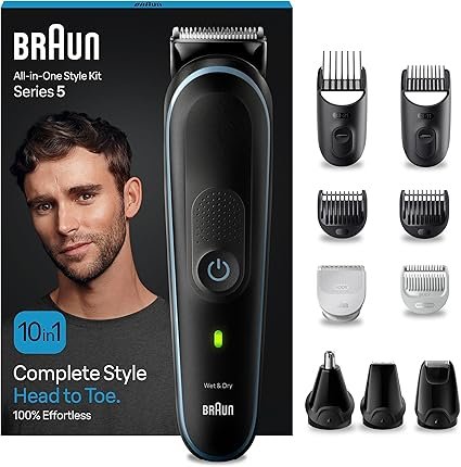 Braun 10-in-1 All-in-One Style Kit Series 5, Male Grooming Kit with Beard Trimmer