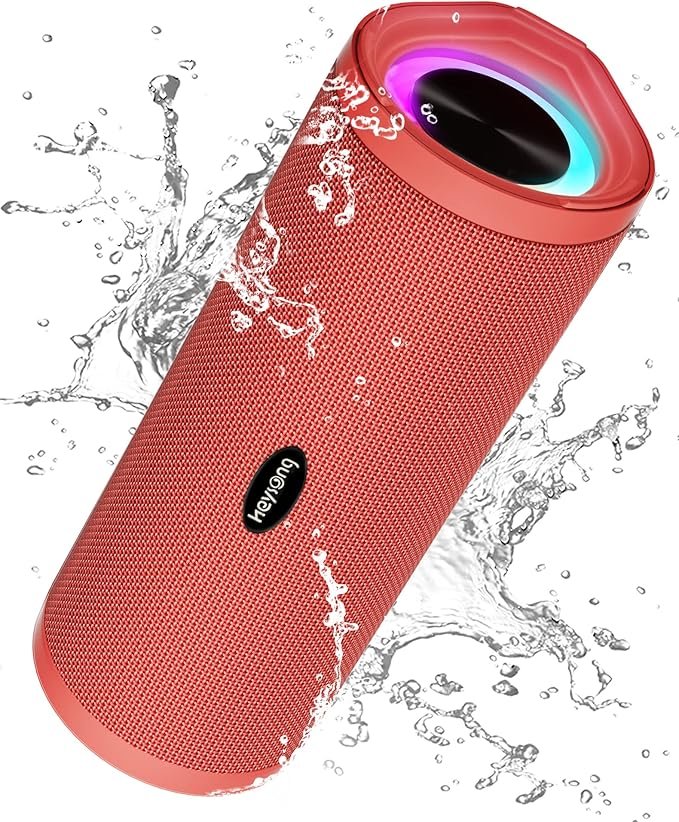 HEYSONG Portable Bluetooth Speaker, Waterproof Wireless Outdoor Speakers Gifts for Men - Red