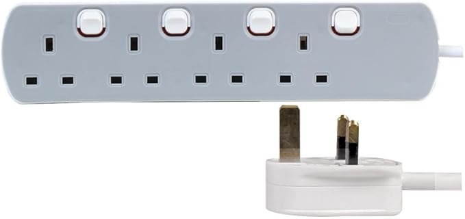 PRO ELEC PELB1767 4 Gang Individually Switched Extension Lead Grey, 5m