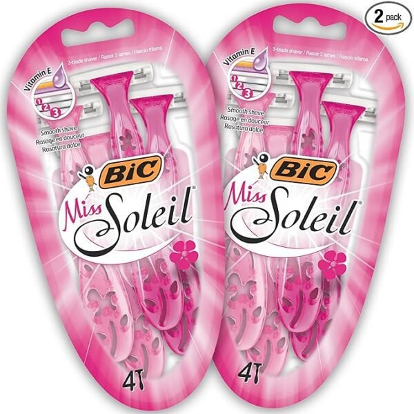 BIC Miss Soleil Colour Collection, Triple Blade Razor for Women, Stainless Steel Blades