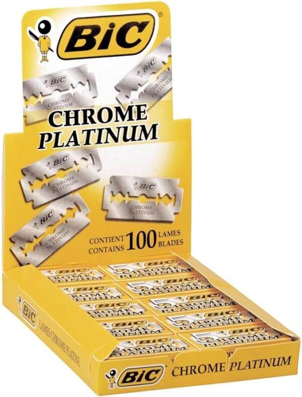 BIC Chrome Platinum Double Edge Safety Razor Disposable Single Blades (100 Pack)