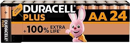 Duracell Plus AA Batteries (24 Pack) - Alkaline 1.5V - Up To 100% Extra Life - Reliability For Everyday Devices - 0% Plastic Packaging - 10 Year Storage - LR6 MN1500