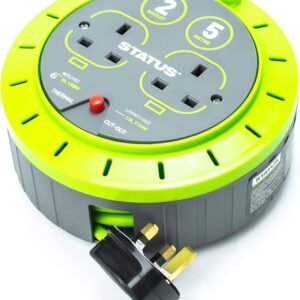 STATUS 2 Socket Cable Reel 5m Green Extension Lead 13A with Thermal Cut Out Heavy Duty Outdoor Extension Lead S5M13ACR3