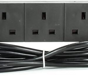 STATUS Black Multi Plug Extension | 4 Socket Extension Cable | 2m Extension Lead