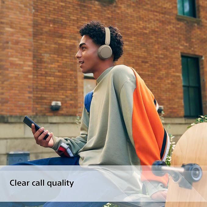 Sony WH-CH520 Wireless Bluetooth Headphones - up to 50 Hours Battery Life with Quick Charge, On-ear style - Beige