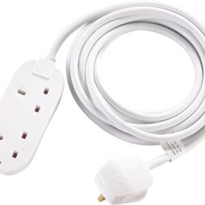 Masterplug Two Socket Long Extension Lead, 10 Metres, White