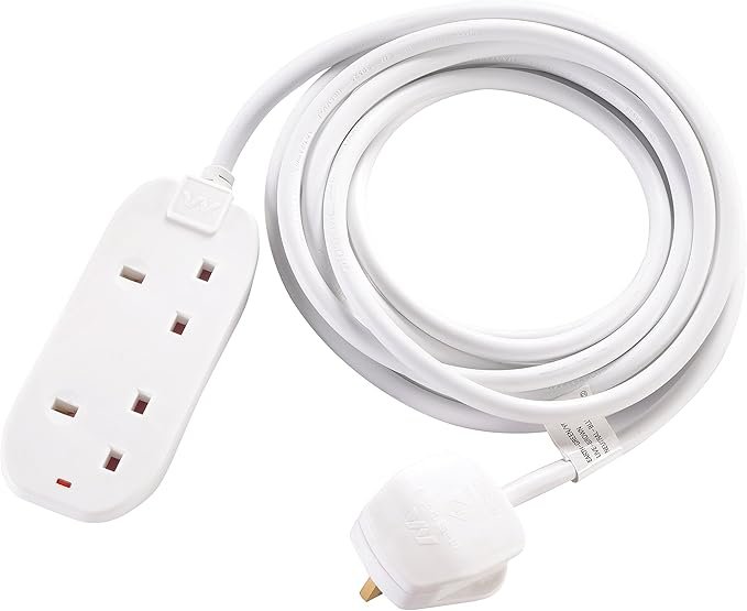 Masterplug Two Socket Long Extension Lead, 10 Metres, White
