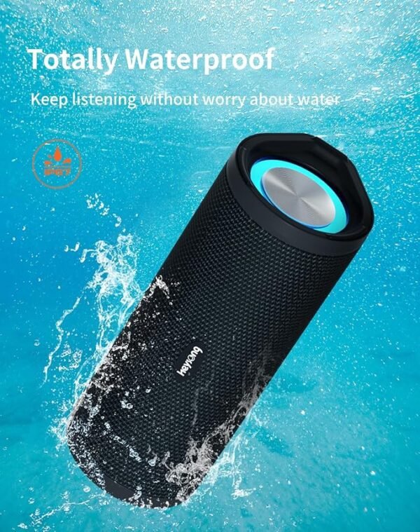 HEYSONG Portable Bluetooth Speaker, Waterproof Outdoor Speakers with LED Light, Enhanced Bass, IPX7 Floating, 40H Play, TF Card, True Wireless Stereo for Party, Shower, Biking, Gifts for Men