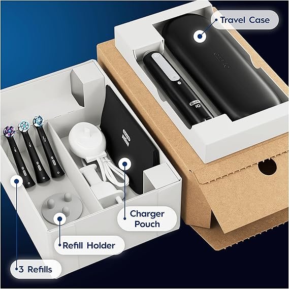 Oral-B iO4 Electric Toothbrush For Adults, 3 Toothbrush Heads, Travel Case & Toothbrush Head Holder