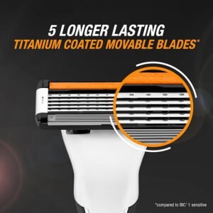 BIC Hybrid 5 Flex Men's Shaver Refills with 5 Moveable Nano-Tech Titanium Coated Razor Blades - Box of 4