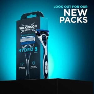 WILKINSON SWORD - Hydro 5 Razor For Men, Carbon Coated Blades, Hydrating Gel & Precision Trimmer, Razor + 12 Razor Blades