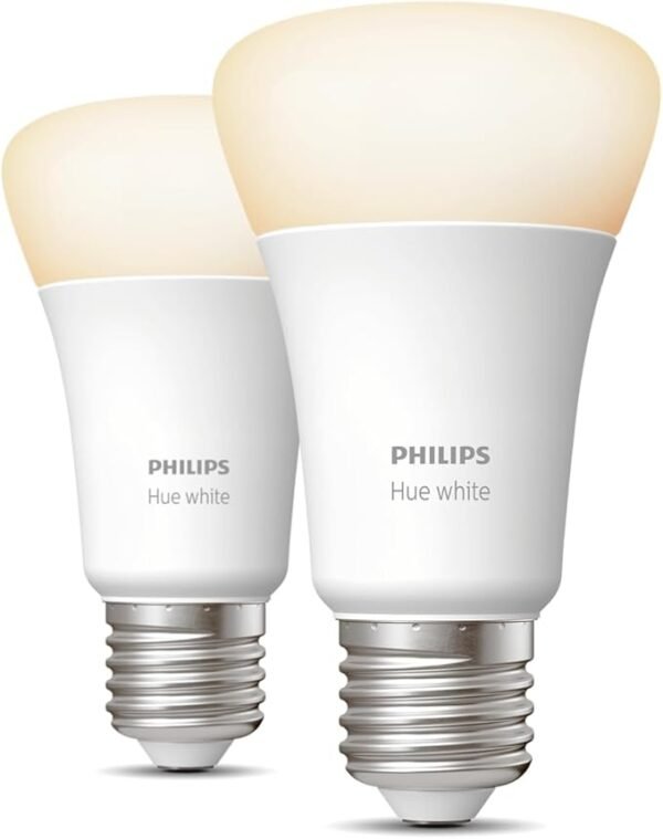 Philips Hue White A60 Smart LED Light Bulb 2 Pack [E27 Edison Screw] for Home