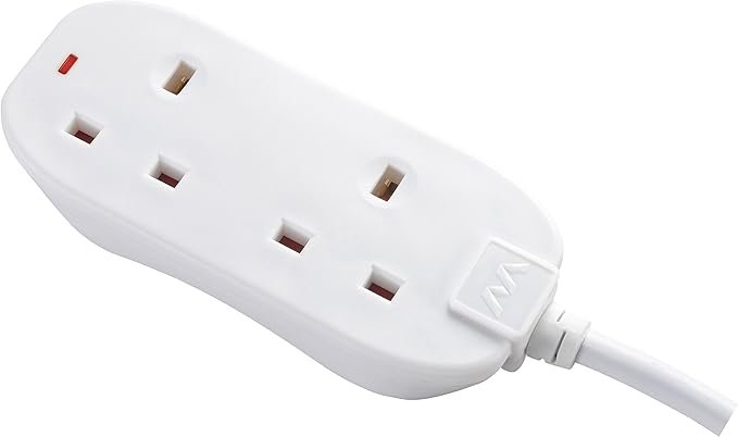 Masterplug Two Socket Long Extension Lead, 10 Metres, White