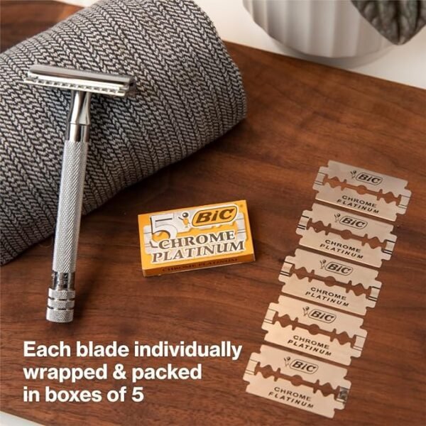 BIC Chrome Platinum Double Edge Safety Razor Disposable Single Blades (100 Pack)