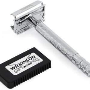 WILKINSON SWORD - Double Edge For Men | Premium Stainless Steel Safety Razor | Razor Handle + 5 Blade Refills