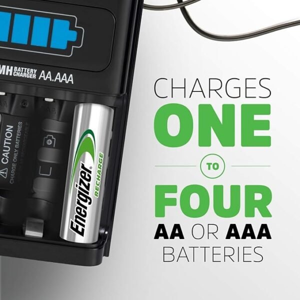 Energizer Battery Charger for AA and AAA Batteries, Recharge Pro Included 4x AA Rechargeable Batteries