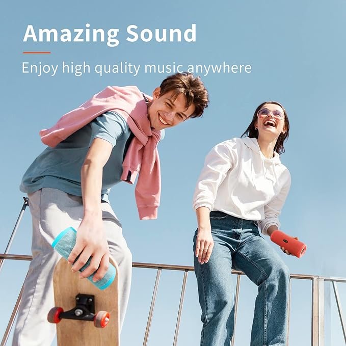 HEYSONG Portable Bluetooth Speaker, Waterproof Wireless Outdoor Speakers Gifts for Men - Red
