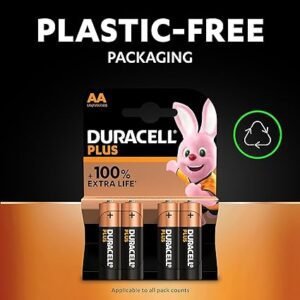 Duracell Plus AA Batteries (12 Pack) - Alkaline 1.5V - Up To 100% Extra Life - Reliability For Everyday Devices - 0% Plastic Packaging - 10 Year Storage - LR6 MN1500