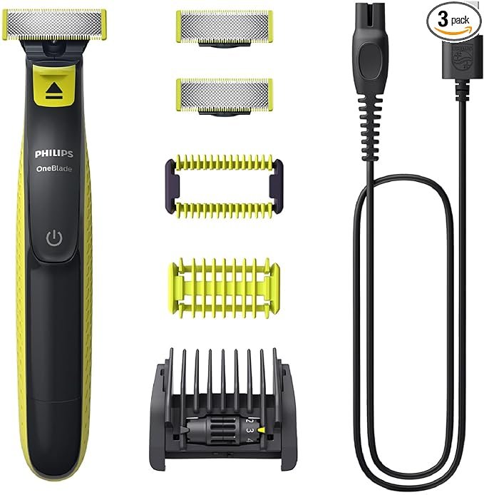 Philips OneBlade Face & Body, Authentic Hybrid Electric Beard Trimmer, Shaver, and Body Groomer. Incl. 3X Original Blades