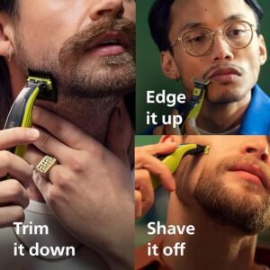 Philips OneBlade Face, Authentic Hybrid Electric Beard Trimmer & Shaver. Incl. 1x Original Blade, 1 x Extra Original Blade (8 Month Supply)