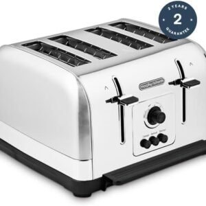 Morphy Richards Venture Brushed 4 Slice Toaster - Brushed Stainless Steel - Defrost Setting - High Lift Feature - 240130