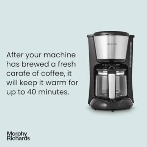 Morphy Richards 162501 Equip Filter Coffee Machine, Glass, 1000 W, 1.2 liters, Brushed Steel