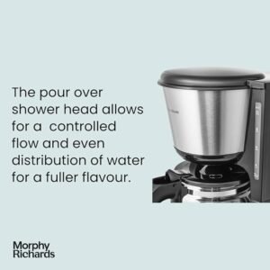 Morphy Richards 162501 Equip Filter Coffee Machine, Glass, 1000 W, 1.2 liters, Brushed Steel