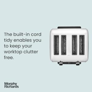 Morphy Richards Venture Brushed 4 Slice Toaster - Brushed Stainless Steel - Defrost Setting - High Lift Feature - 240130