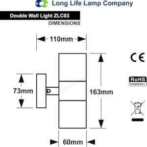 Modern Stainless Steel Up Down Double Wall Spot Light IP65 [Energy Class A]