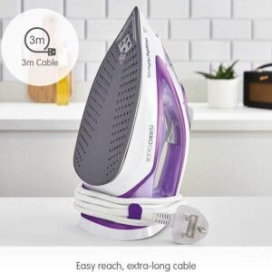 Morphy Richards TurboGlide Steam Iron, Ceramic Non-stick Soleplate, 150g Steam Boost, 40g Steam Output, 400ml Water Tank, Anti Drip, Anti Scale, Auto Shut-off, 3m Cord, 2800W, Purple, 302000