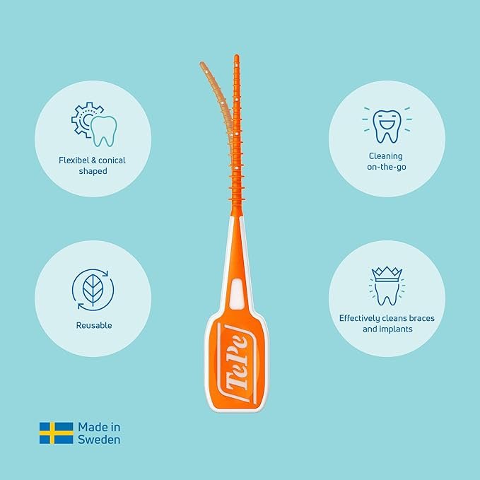 TePe EasyPick Toothpicks, Orange, ISO XS-S, 60pcs, Dental Plaque Removal Tool,