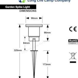 4 Pack GU10 Outdoor Garden Spike Ground Mount or Watt Light IP65 Matt Black SPBLK04