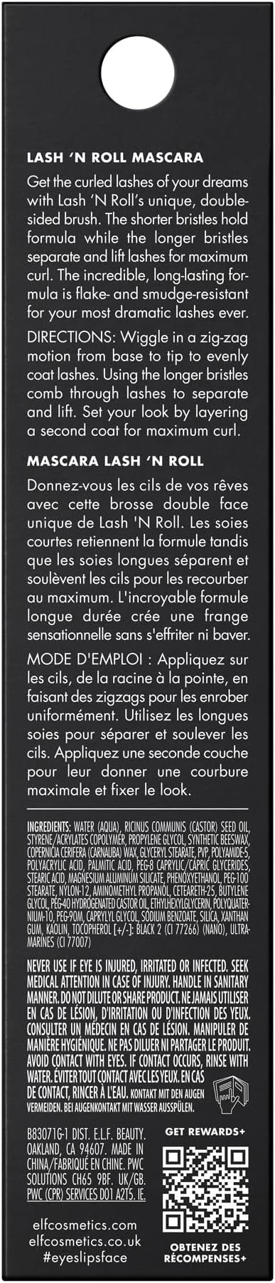 e.l.f. Lash 'N Roll Mascara, Curling Mascara For Visibly Lifted Lashes, Lifts & Separates Lashes.