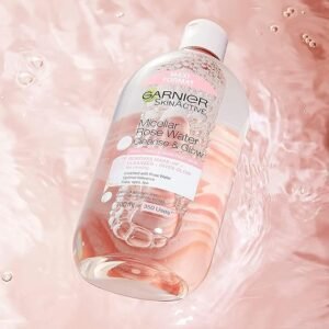 Garnier Micellar Rose Cleansing Water For Dull Skin, Glow Boosting Cleanser and Makeup Remover