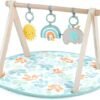 Ingenuity: ity by Ingenuity, Sun Valley Wooden Toy Arch & Play Mat, Foldable A-Frame Bar with 3 Removable Toys, Machine-Washable Mat, Unisex, for Ages 0-36 Months