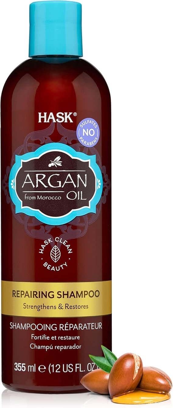 HASK Argan Oil Shampoo, Repairing for all hair types, colour safe, and cruelty-free - 1 355mL Bottle