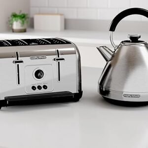 Morphy Richards Venture Brushed 4 Slice Toaster - Brushed Stainless Steel - Defrost Setting - High Lift Feature - 240130