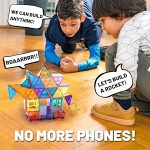 YIKUMO Kids Magnetic Tiles Toys, 100Pcs 3D Magnetic Building Blocks Tiles Set