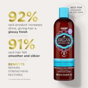 HASK Argan Oil Conditioner, Repairing for all hair types, colour safe, and cruelty-free - 1 355mL Bottle