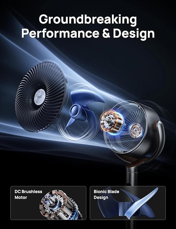 Dreo 40 Inch Smart Standing Fan, 23dB Silent Pedestal fans for Bedroom, 120°+120° Oscillating Quiet Cooling Fan, Wi-Fi/Voice Control, DC Motor, 8 Speeds, 6 Modes, 12H Timer, 80 ft Circulator