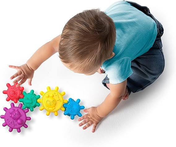 Baby Einstein Gears of Discovery Suction Cup Sensory Toys for Bath, Floor Play, Travel & More, 5pcs Multi-Color, BPA Free, 6 Months+