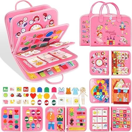 URMYWO Busy Board - Montessori Toys for 1 2 3 4 Year Old, Busy Book Toddler Activities with Fine Motor Skills,