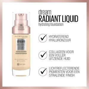 Maybelline Foundation, Dream Radiant Liquid Hydrating Foundation with Hyaluronic Acid and Collagen - Lightweight,