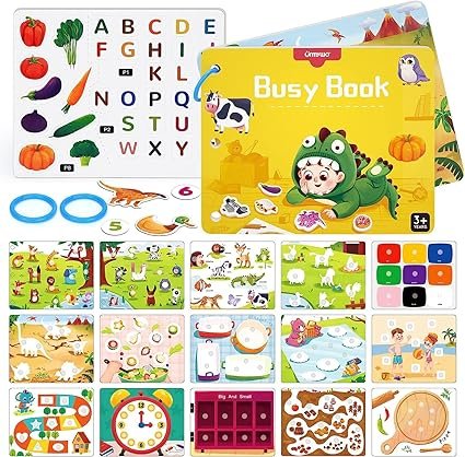 URMYWO Busy Book for Toddlers 3-6 Years, Quiet Book Montessori Toy, Children's Sticker Books Sensory Toy
