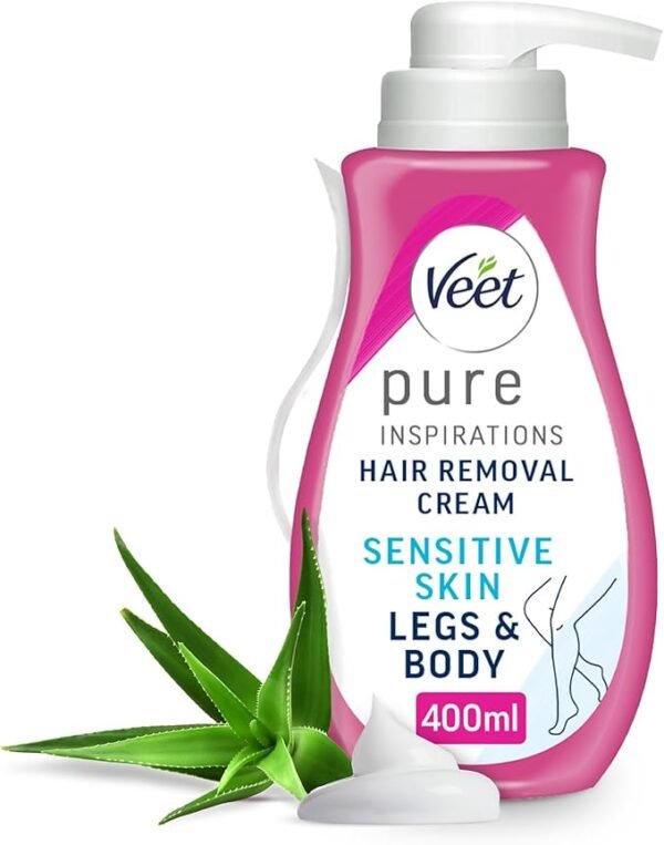 Veet Hair Removal Cream, 400ml, Veet Pure Sensitive Skin Hair Removal Cream, Depilatory Cream, Hair Removal Cream For Women